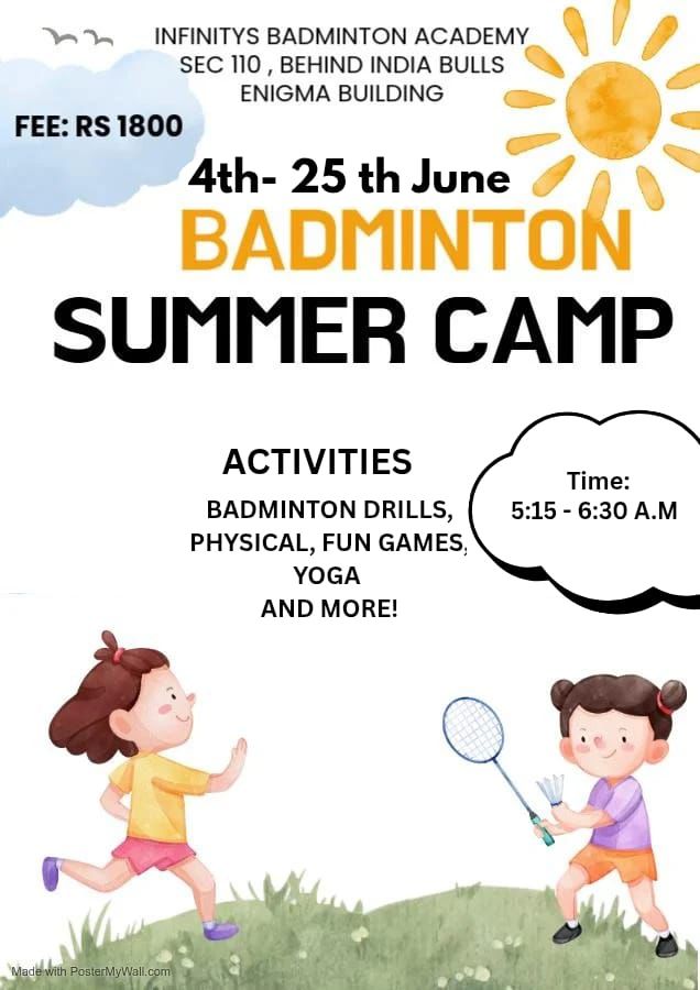 Summer Camp InfinityS Badminton Academy (4 Jun - 25 Jun) | Sector 110 Gurgaon