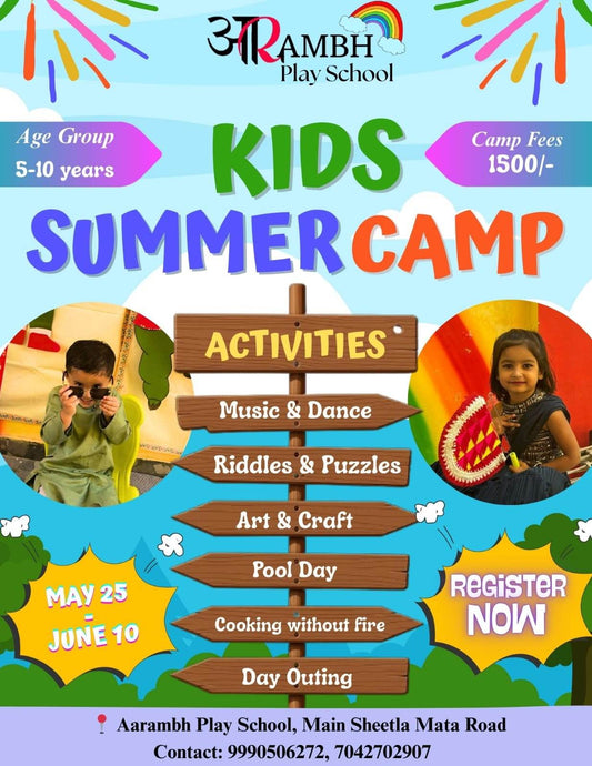 Summer Camp by Aarambh Play School (25 May - 10 Jun) | Main Sheetla Mata Road Gurgaon - ActivityKidz
