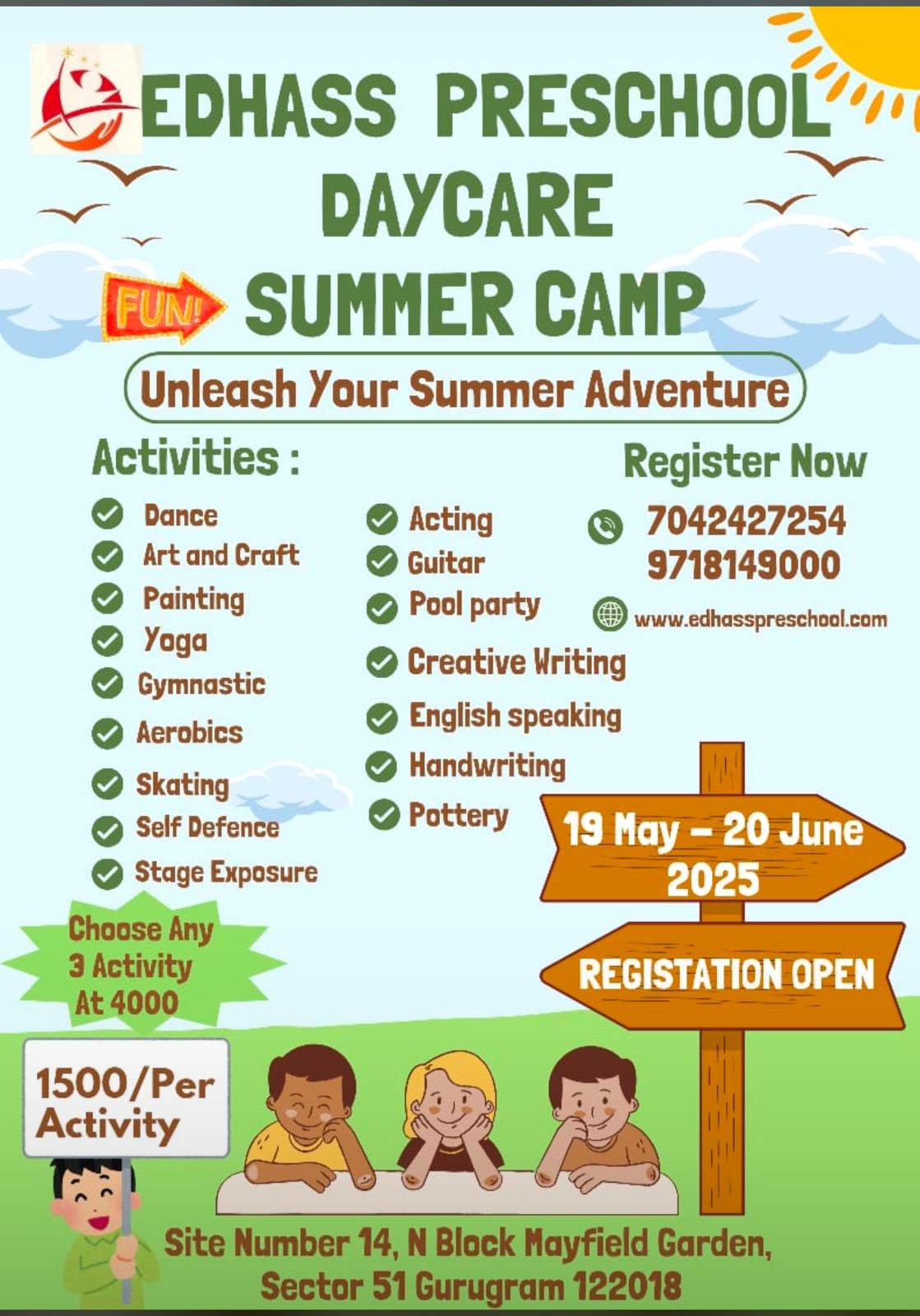 Summer Camp by Edhass Preschool and Daycare (19 May - 20 Jun) | Sector 51 Gurgaon - ActivityKidz