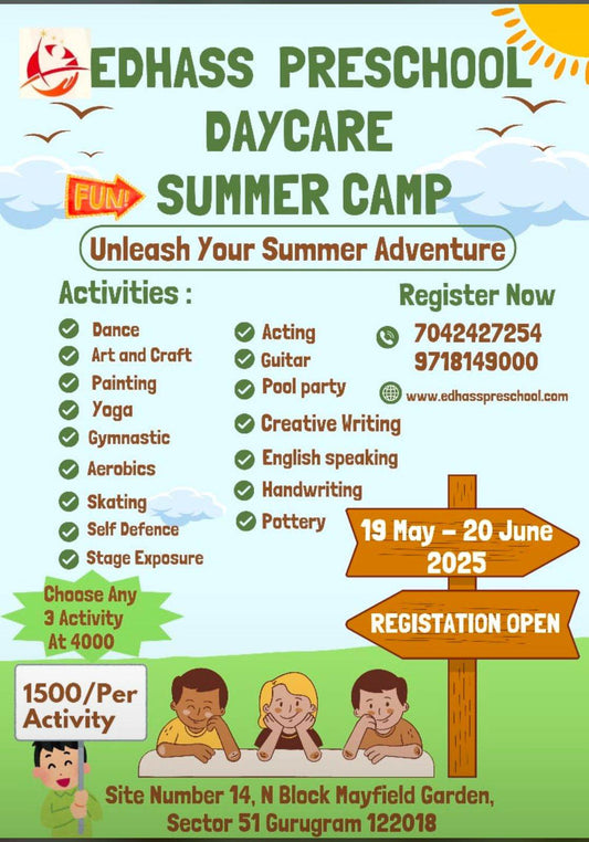 Summer Camp by Edhass Preschool and Daycare (19 May - 20 Jun) | Sector 51 Gurgaon - ActivityKidz