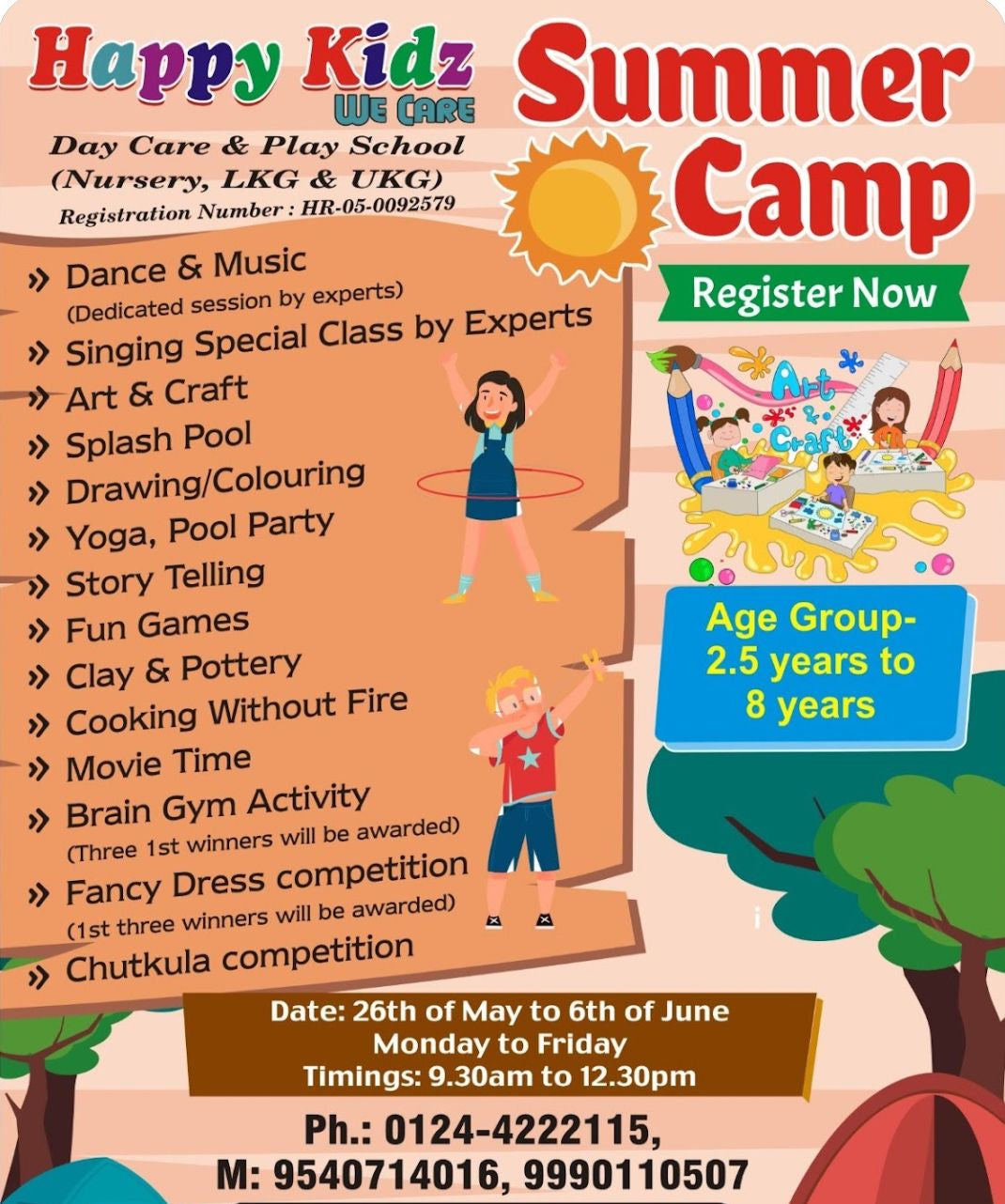 Summer Camp by Happy Kidz We Care Play School (26 May - 6 June) | Sector 11 Gurgaon