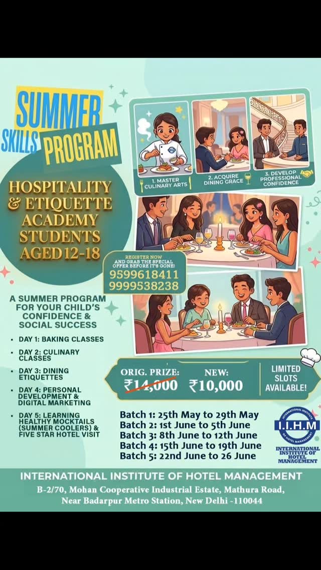 Summer Camp by IIHM Delhi (25 May - 26 Jun) | Badarpur Delhi