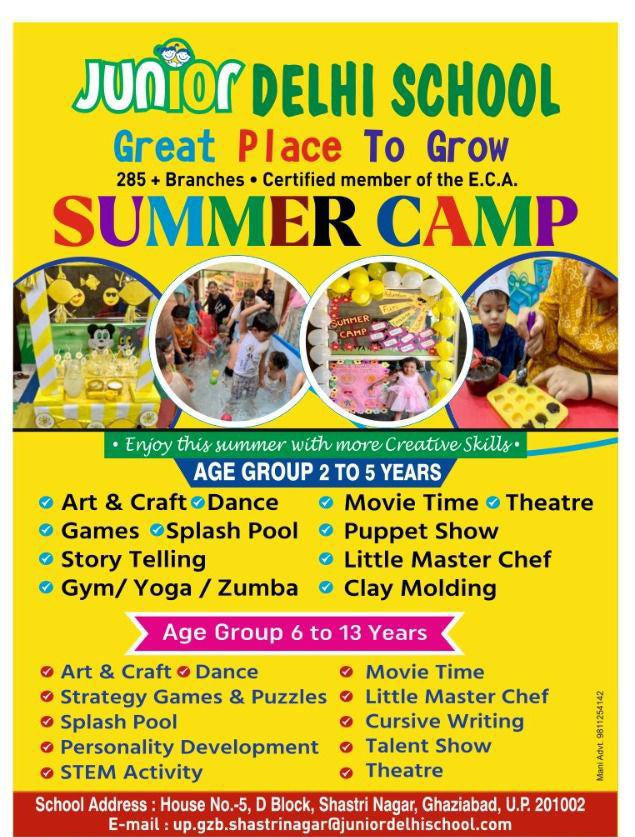 Summer Camp by Junior Delhi School (25 May - 26 Jun) | Shastri Nagar Ghaziabad