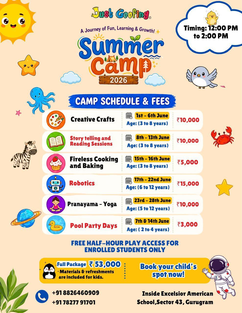 Summer Camp by Just Goofing (1 - 28 June) | Sushant Lok phase 1 Gurgaon