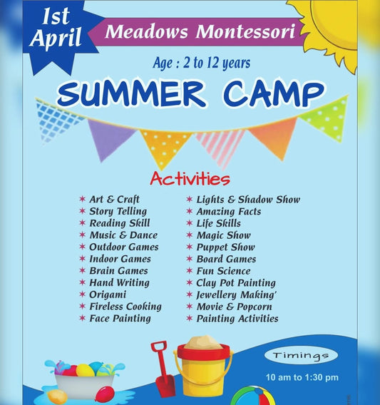 Summer Camp by Meadows Montessori (13 May - 26 May) | Annaiah Reddy Layout Bengaluru