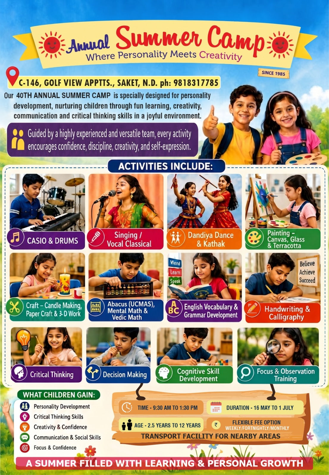 Summer Camp by Seema Kaul's Classes (27 May - 30 Jun) | Saket Delhi