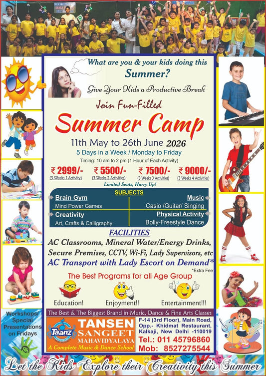 Summer Camp by Tansen Sangeet Mahavidyalaya (11 May - 26 Jun) | Kalkaji Delhi