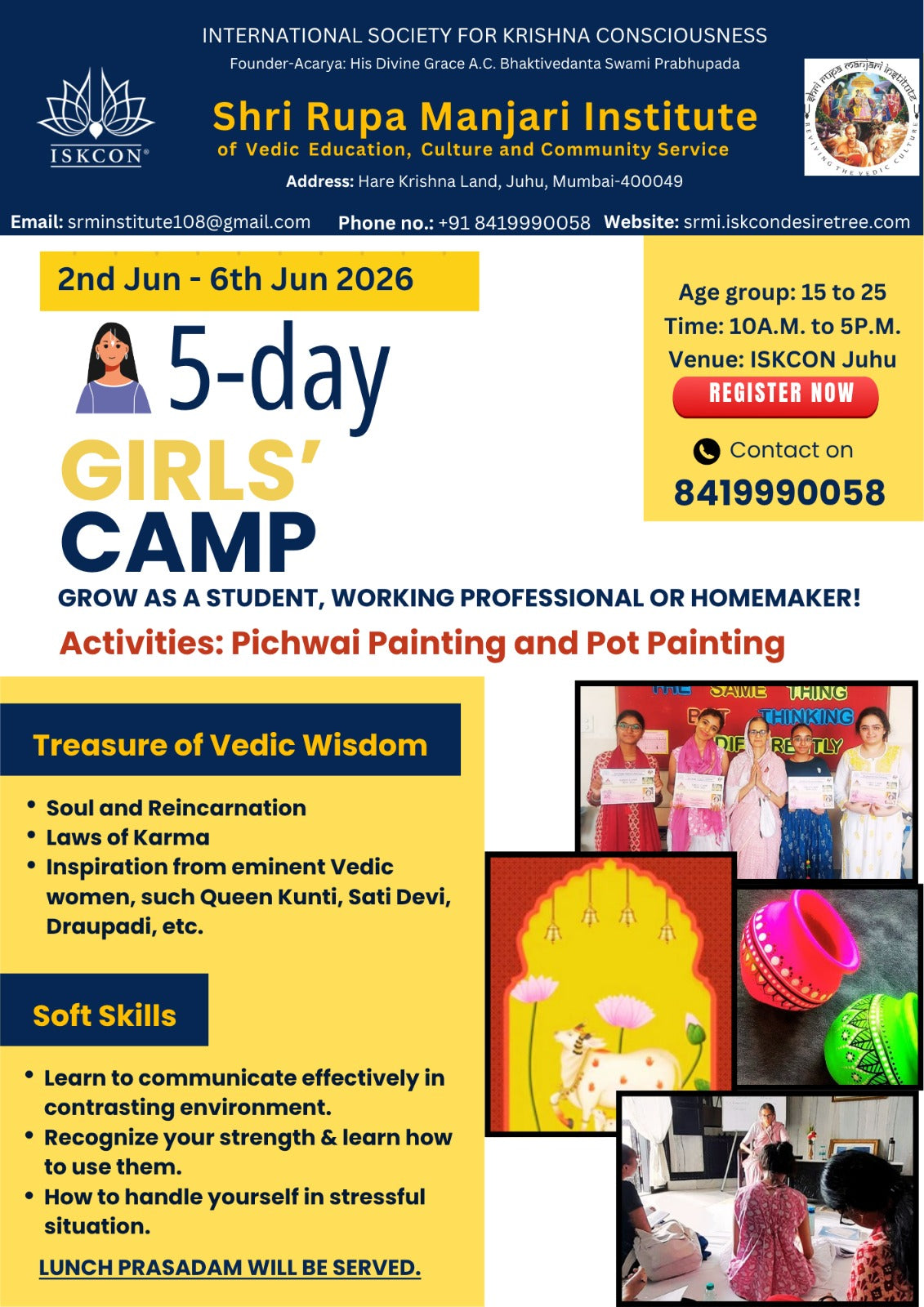 Summer Girls Camp by Shri Rupa Manjari Institute (2 Jun - 6 Jun) | Juhu Mumbai