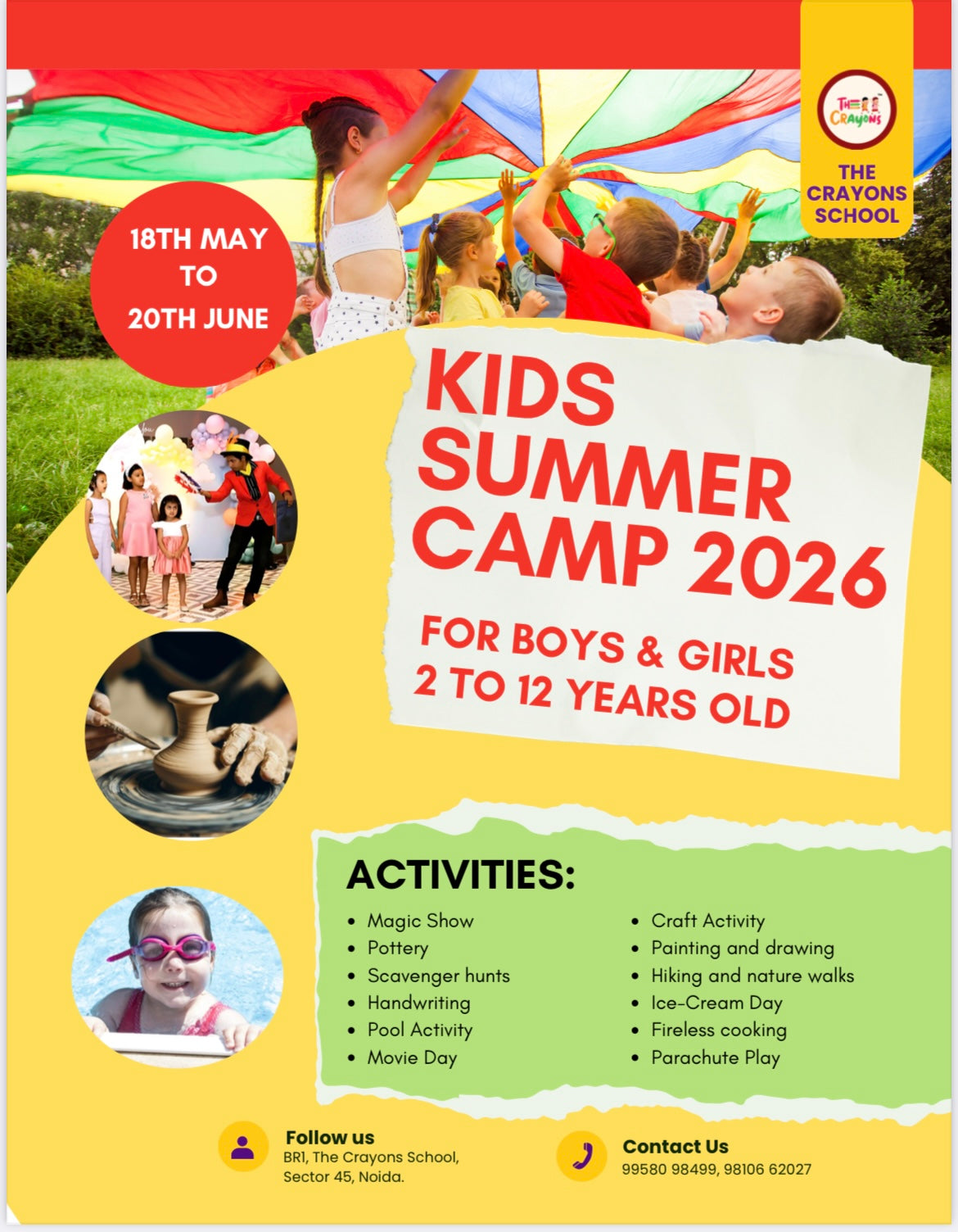 Summer Camp 2026 by The Crayons School (18 May - 19 June) | Sector 45 Noida