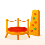 Children's play set with trampoline and climbing wall on a white background