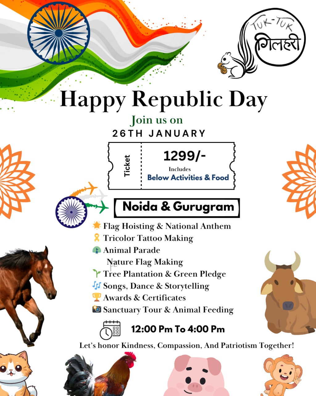 Republic Day at Tuk Tuk Gilhari Petting Farm (26-Jan) | Kadarpur Gurgaon