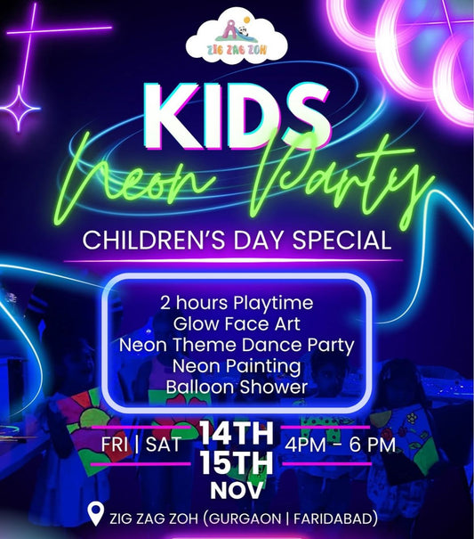 Kids Neon Party at Zig Zag Zoh (14-15 Nov) | Sector 16 Faridabad