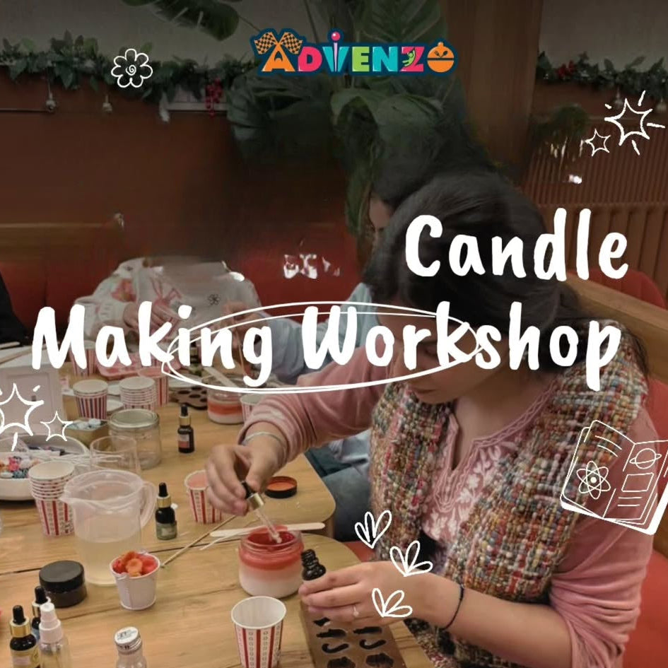 Candle making workshop at Advenzo with people working on candles.