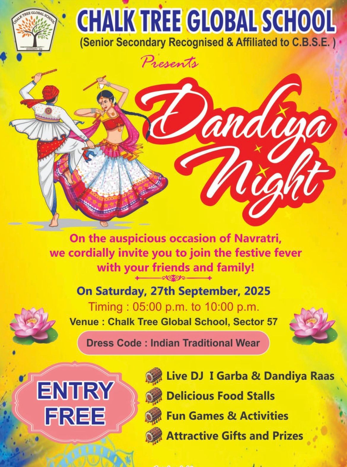 Dandiya Special at Chalk Tree Global School (27 Sep) | Sector 57 Gurgaon