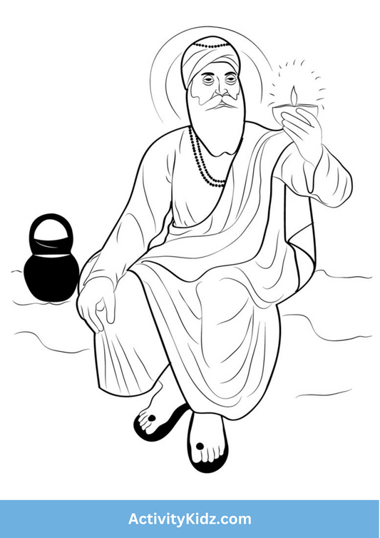 Guru Nanak Dev Ji Diya Coloring Worksheet