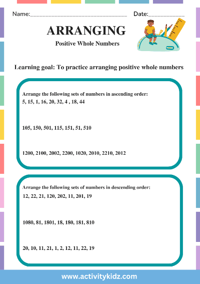 数学の数字の並べ替え