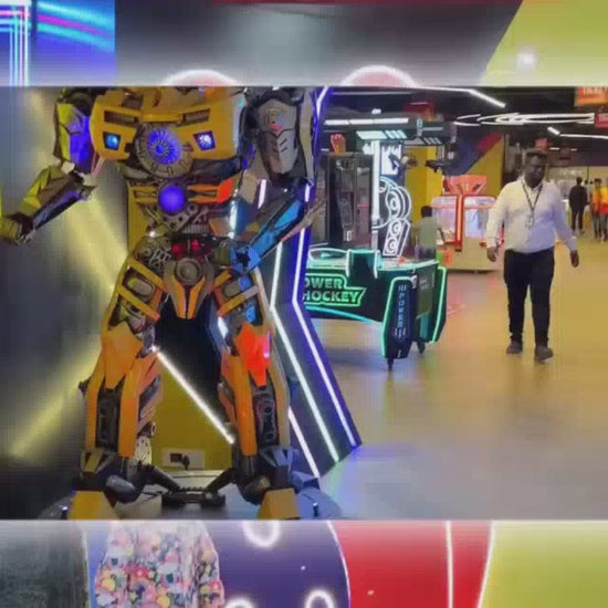 A vibrant arcade buzzes with activity as children and adults enjoy various games. Families engage in bowling, air hockey, and VR experiences, creating a lively and fun atmosphere. The setting is a brightly lit entertainment center filled with colorful arcade machines and attractions.