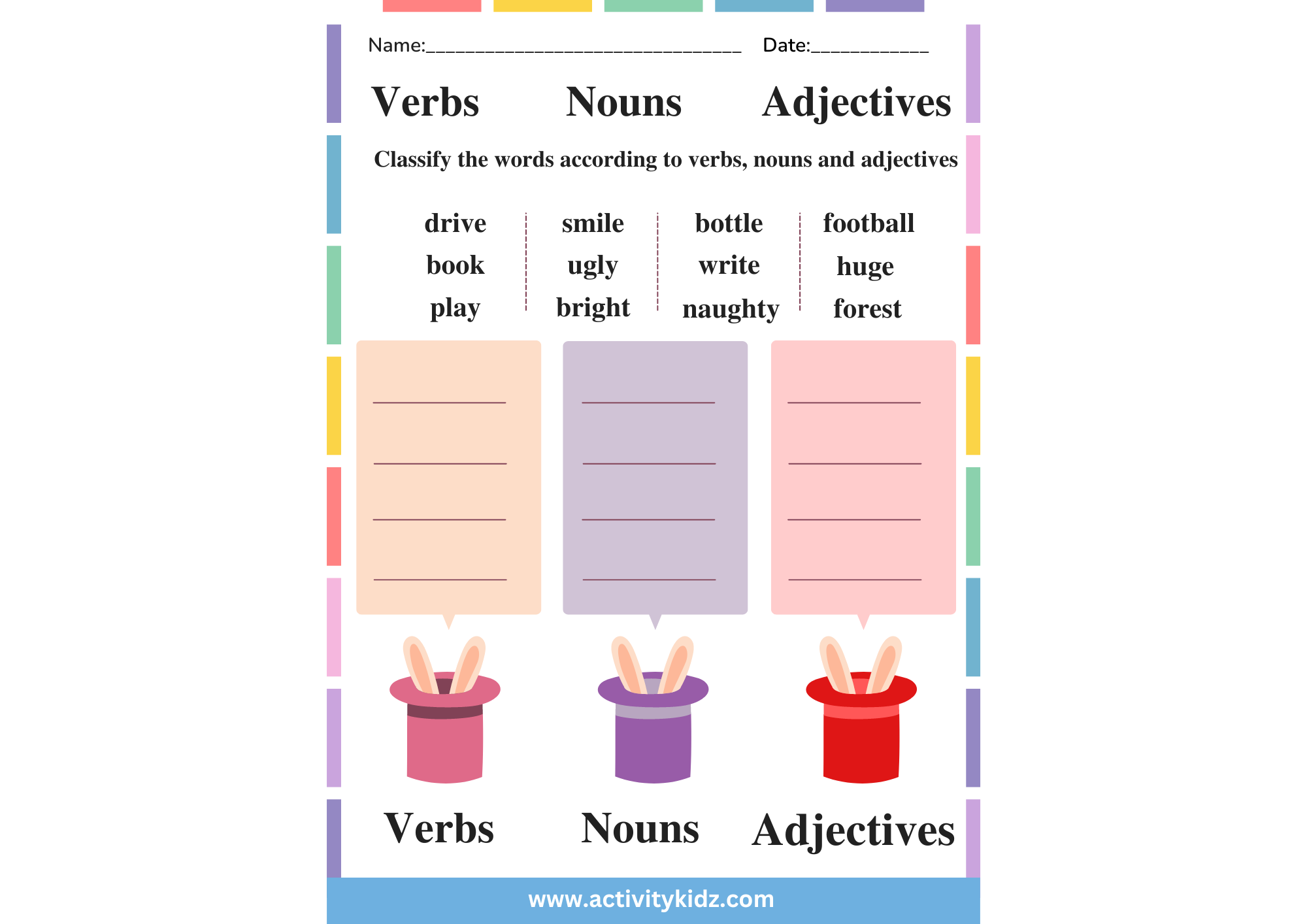 Verbs Nouns Adjectives