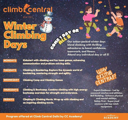 Winter Climbing Days at Climb Central (17 Nov - 23 Jan) Delhi