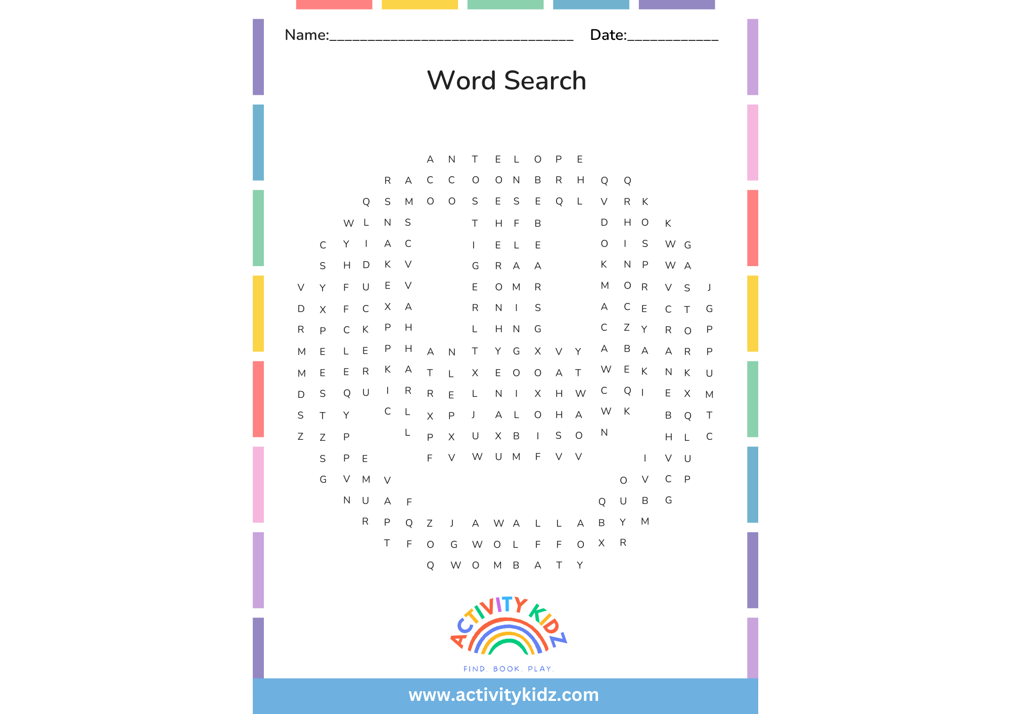 Word Search - Animals